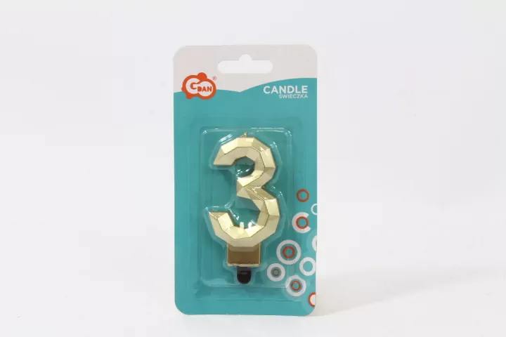 Świeczka Cyfra 3 Diament 7.6cm - tantis.pl