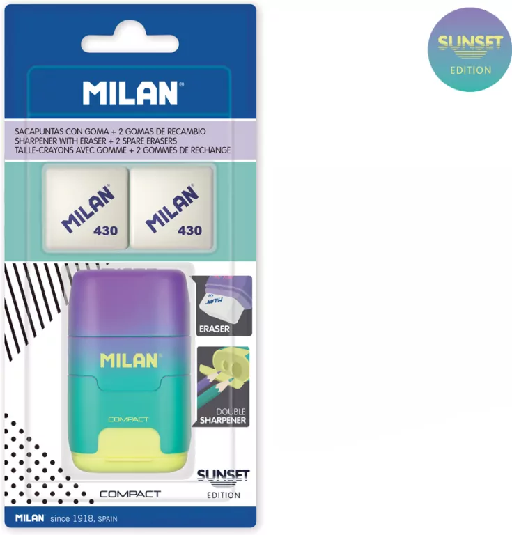 Temperówko-gumka Compact Sunset + 2 gumki MILAN - tantis.pl