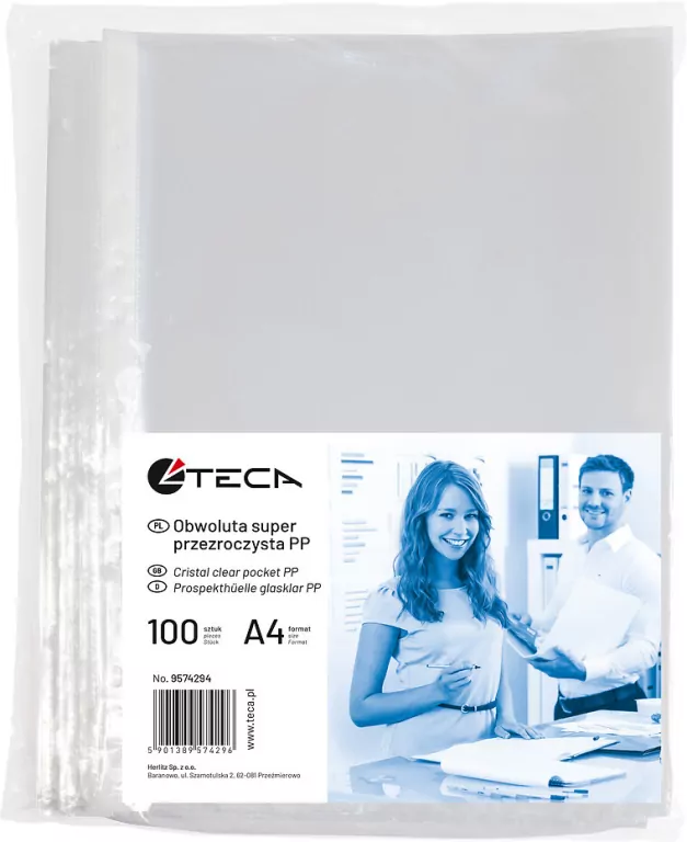 Obwoluty do segregatora. A4 przezroczyste 100 sztuk - tantis.pl