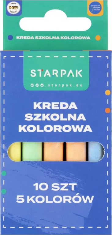 Kreda szkolna kolorowa. 10 sztuk. - tantis.pl