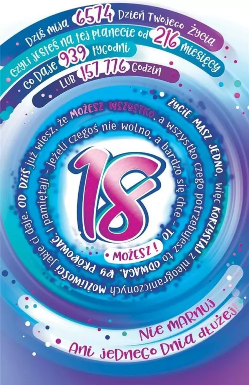 Kartka okolicznościowa. Urodziny 18. ST06 - tantis.pl