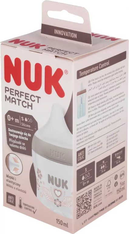 NUK. Perfect Match. Butelka z silikonowym smoczkiem. 150 ml. Serca - tantis.pl