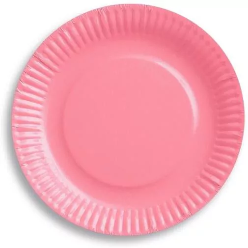 Talerzyki papierowe różowe 18cm, 6 sztuk - tantis.pl