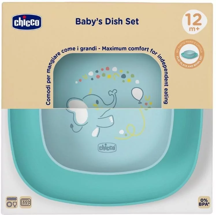 Chicco. Talerze. 2 sztuki. Turkusowy. 12 miesięcy - tantis.pl