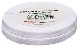 Wstążka satynowa w kropki biała 6mmx22m, 2 sztuki