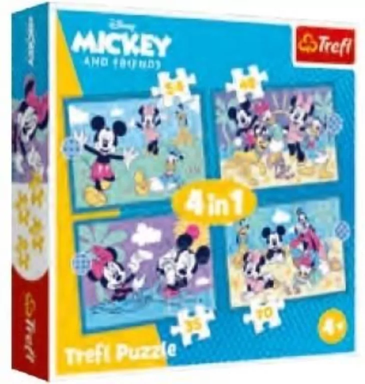 Puzzle 4w1 Zabawne zdarzenia Myszki Miki TREFL - tantis.pl