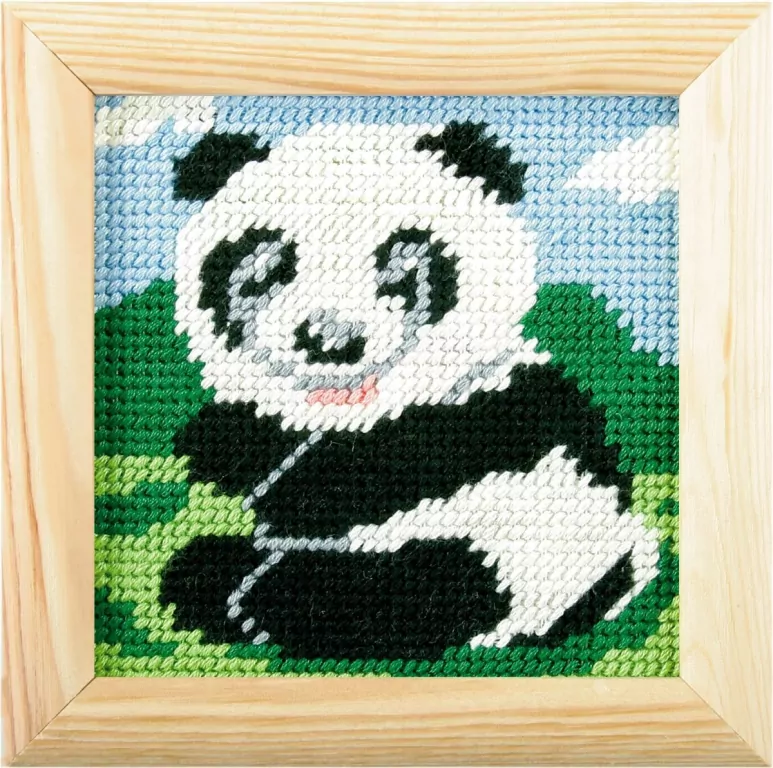 Haft z ramką. Moje pierwsze wyszywanie - Miś panda - tantis.pl
