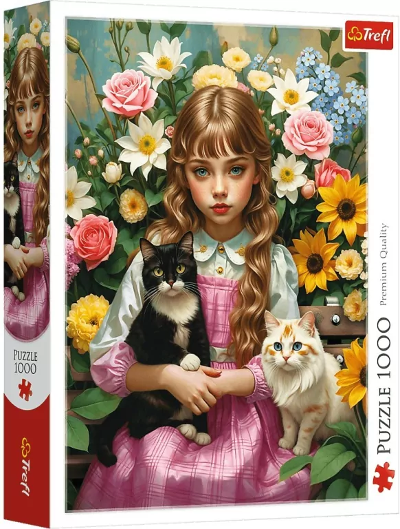 Puzzle 1000 Dziewczynka z kotami TREFL - tantis.pl