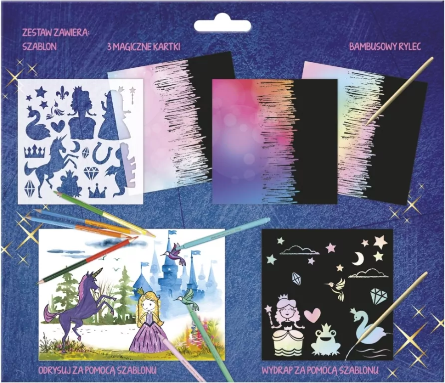 Kreatywne wydrapywanki z szablonami C Kidea - tantis.pl