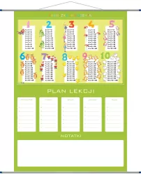 Plan lekcji, tabliczka mnożenia, plansza edukacyjna