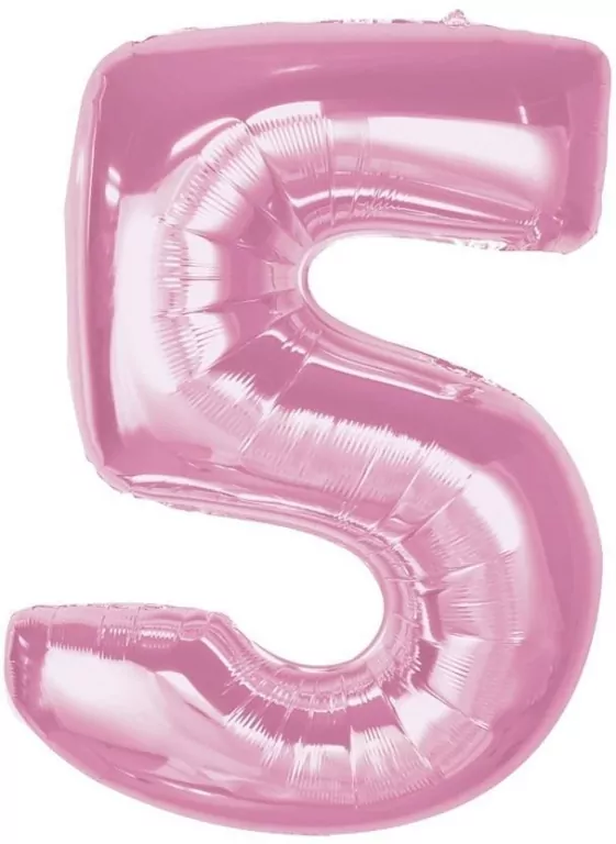 Balon foliowy cyfra 5 jasnoróżowa Smart 92cm - tantis.pl