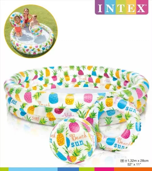 Basen dmuchany 132x28cm koło+ piłka - tantis.pl
