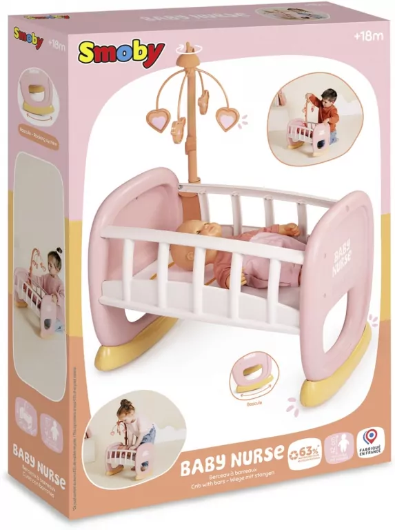 Smoby Baby Nurse Kołyska z karuzelką - tantis.pl