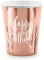 Kubeczki Happy Birthday! różowe złoto 260ml 6szt - tantis.pl