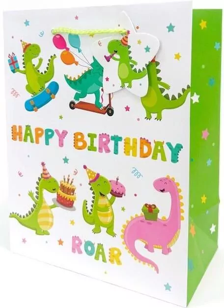 Torebka ozdobna matowa 18x23x10cm Dinozaury - tantis.pl