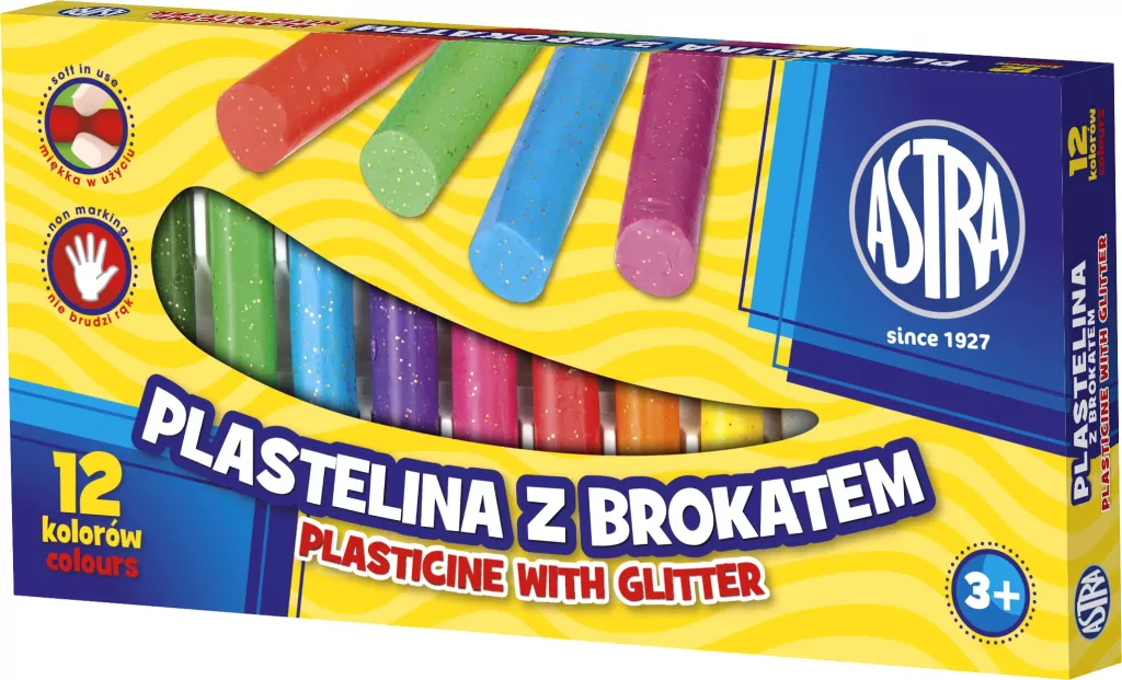 Plastelina z brokatem 12 kolorów - tantis.pl
