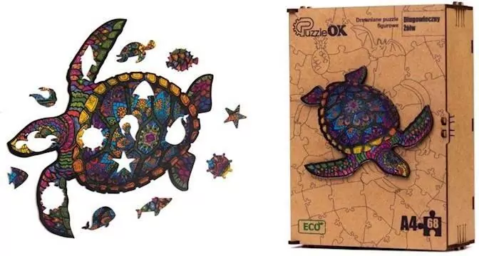 Puzzle drewniane eko 68. Długowieczny żółw - tantis.pl