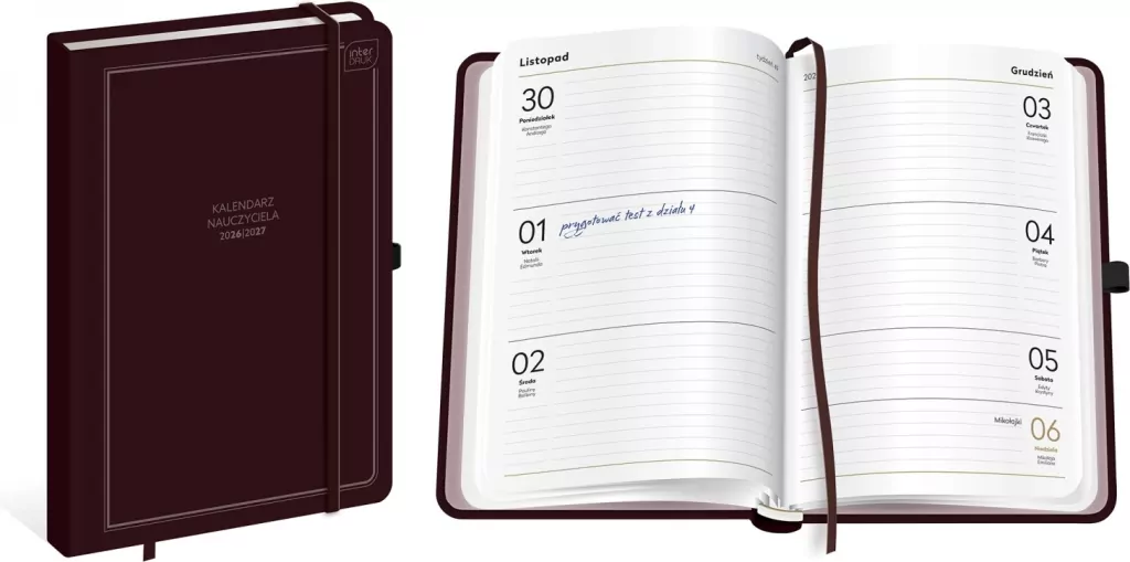 Kalendarz nauczyciela 2026/27 A5 Burgundy - tantis.pl