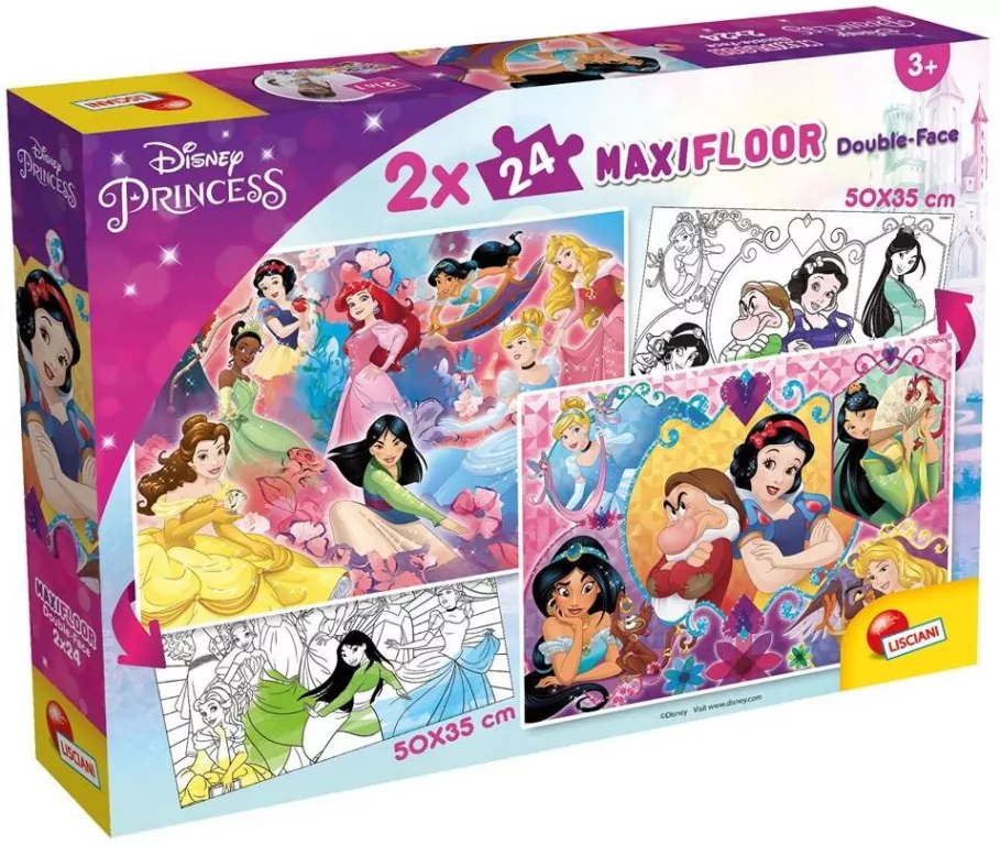 Lisciani. Puzzle 2x24 dwustronne maxi. Princess - tantis.pl