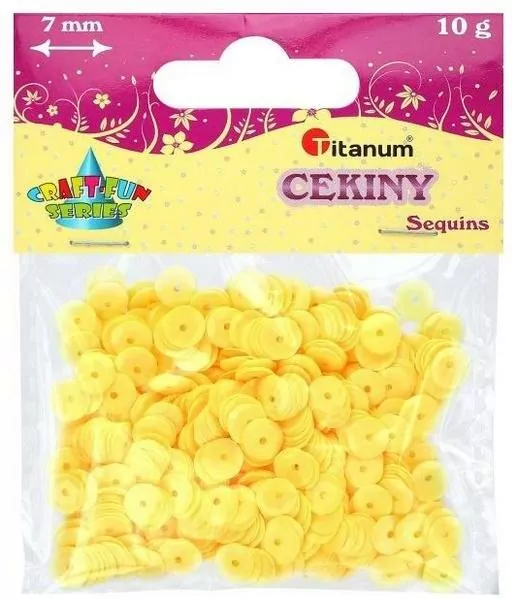 Cekiny 7mm okrągłe pastelowe żółte - tantis.pl