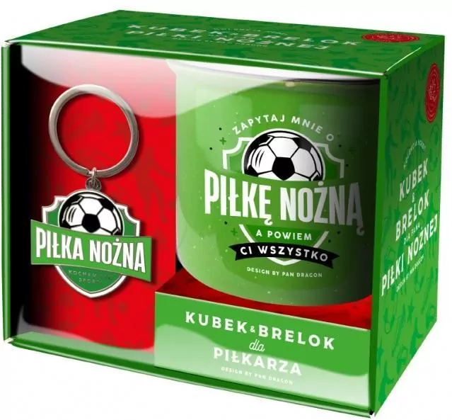 Zestaw kubek + brelok. Piłka nożna - tantis.pl