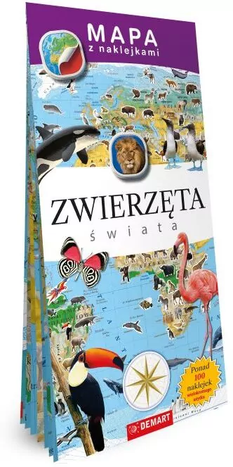 Mapa z naklejkami. Zwierzęta świata - tantis.pl
