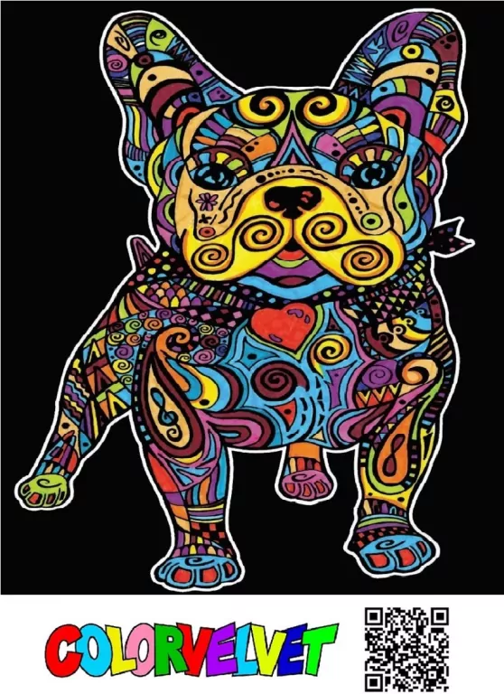 Kolorowanka welurowa Buldog Francuski 47x35cm - tantis.pl