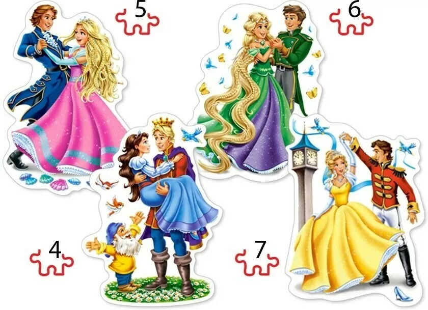 Puzzle 4w1. Zakochane księżniczki. 04461 - tantis.pl