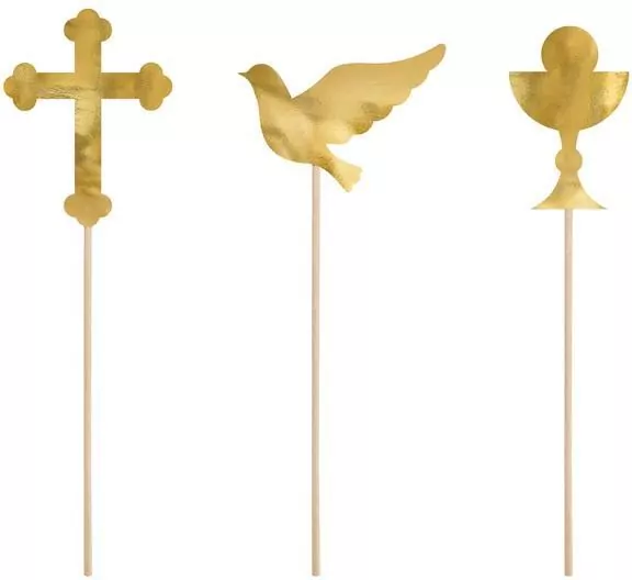Toppery na tort I Komunia Święta złoty 31,5cm 6szt - tantis.pl