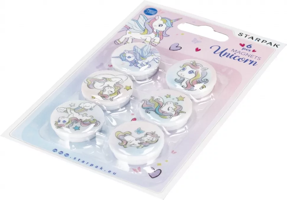Magnes kolorowy unicorn 30mm 6 sztuk - tantis.pl