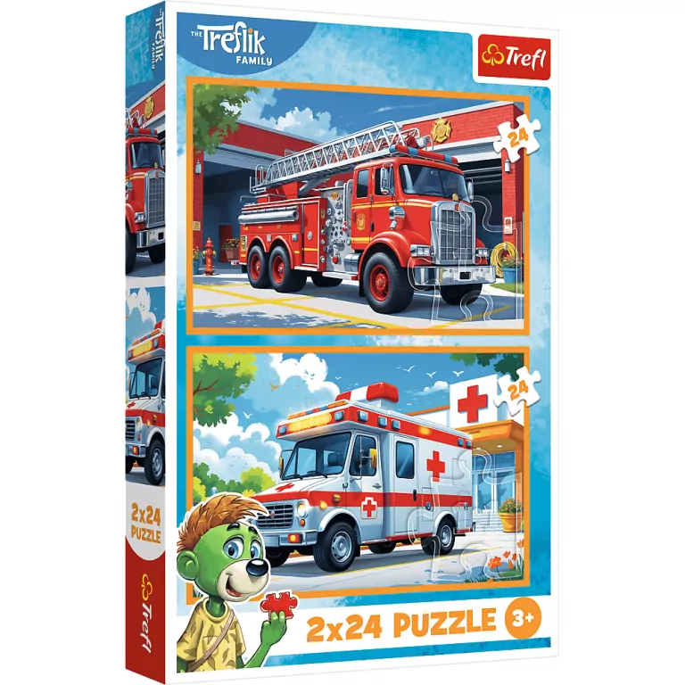 Puzzle 2x24. Wóz strażacki i karetka - tantis.pl