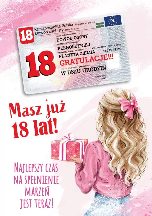 Karnet urodziny 18 - tantis.pl