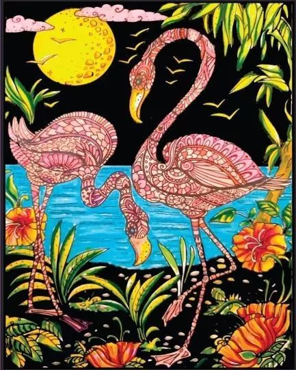 Kolorowanka welwetowa Flamingi 47x35cm - tantis.pl