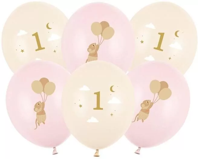 Balony Myszki z cyferką 1 Pale Pink 30cm - tantis.pl