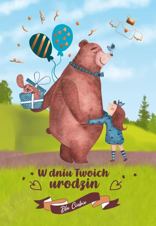 Kartka okolicznościowa W dniu urodzin miś - tantis.pl