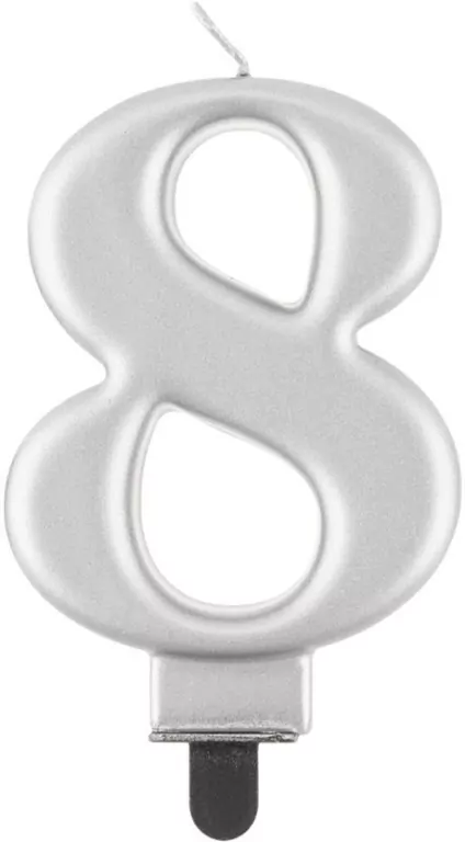 Świeczka B&C 8 metalik srebrna 8,0cm - tantis.pl