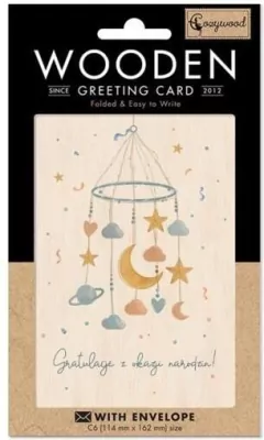 Karnet drewniany C6 + koperta Narodziny Karuzela