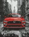 Diamentowa mozaika - Czerwony mustang 40x50cm - tantis.pl