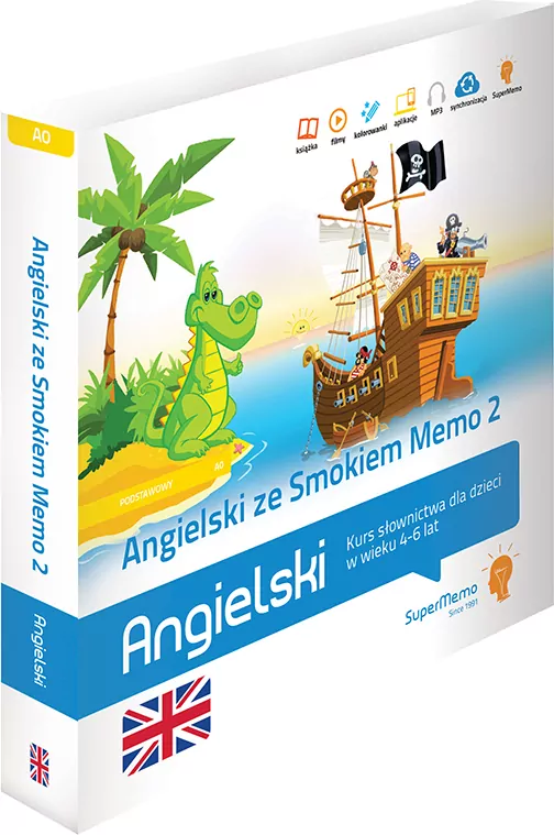 Angielski ze Smokiem Memo 2 Kurs słownictwa dla dzieci w wieku 4-6 lat (poziom podstawowy A0) - tantis.pl