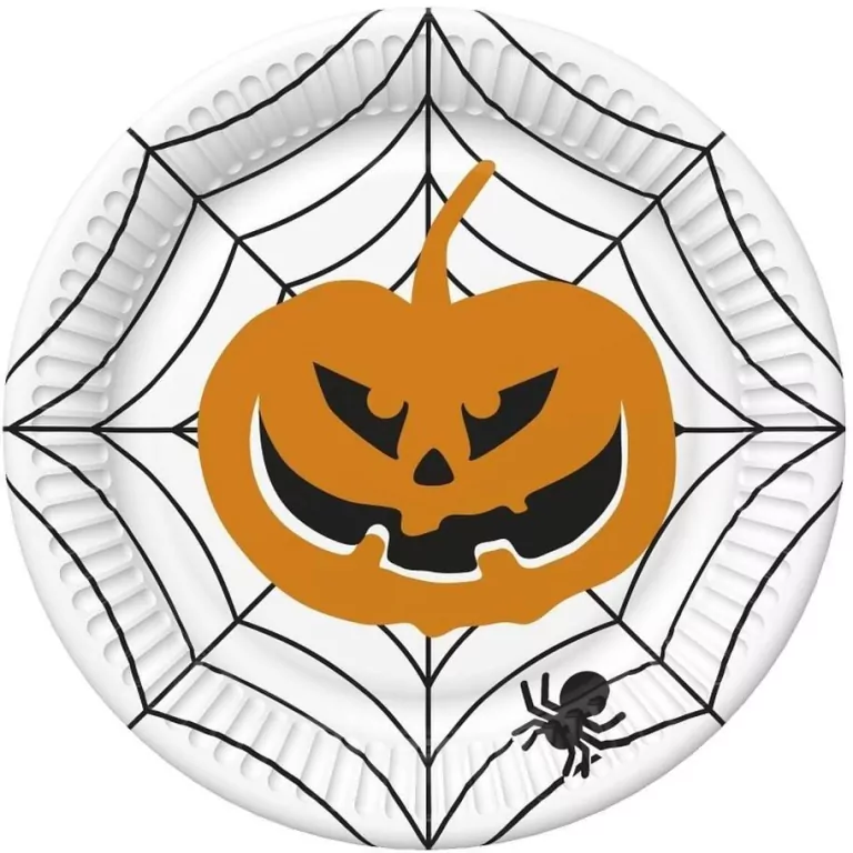 Talerzyki pap. Halloween Dynia pajęczyna 18cm - tantis.pl