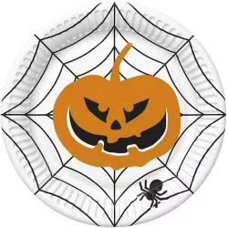 Talerzyki pap. Halloween Dynia pajęczyna 18cm