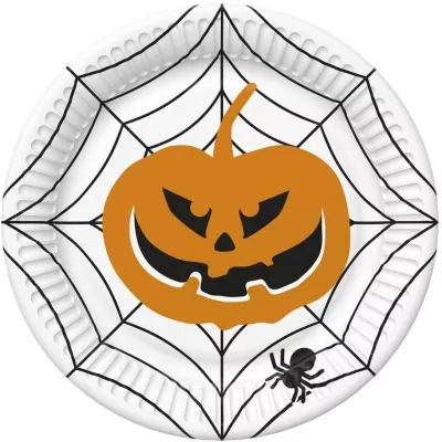 Talerzyki pap. Halloween Dynia pajęczyna 18cm