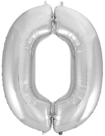 Balon foliowy cyfra 0 Beauty&Charm srebrna 92cm - tantis.pl