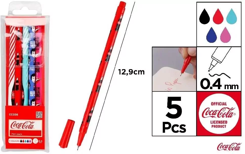 Cienkopis Coca Cola 0,4mm 5szt - tantis.pl