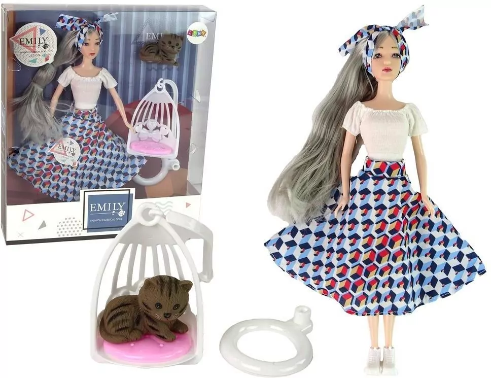 Lalka Emily szare włosy kotek huśtawka - tantis.pl