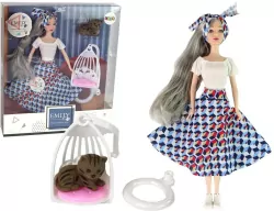 Lalka Emily szare włosy kotek huśtawka