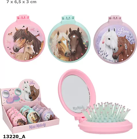 Szczotka składana z lusterkiem Miss Melody 1szt.mix 13220A - tantis.pl