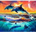 Mozaika diamentowa 5D - Delfiny 40x30cm - tantis.pl