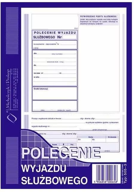 Polecenie wyjazdu służbowego 505-3 - tantis.pl