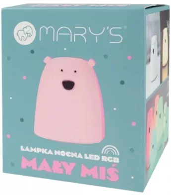 Lampka nocna LED RGB Miś mały różowy - tantis.pl